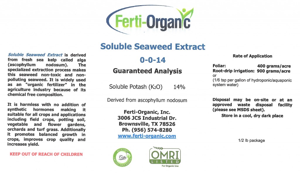 FertiOrganic seaweed lable