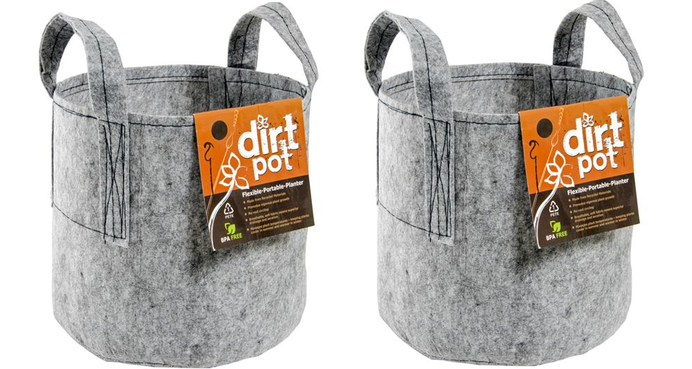 Hydrofarm Dirt Pot Reusable Planter, 7-Gallon with Handles Grey, HGDB7 2pk, Bundled with Automatic Plant Watering System, Capillary Mat 12 inch by 48 inch, Free Shipping